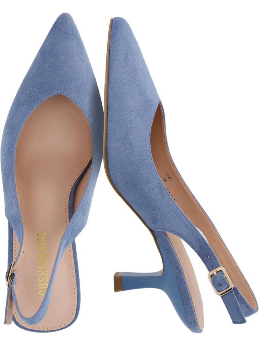 Women's Blue Faux Suede Pointed Toe Adjustable Ankle Strap Slingback Sexy Heels